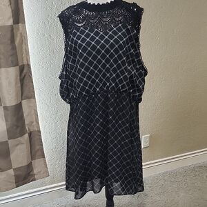 Maurices Elegant Black and White Lace Midi Dress